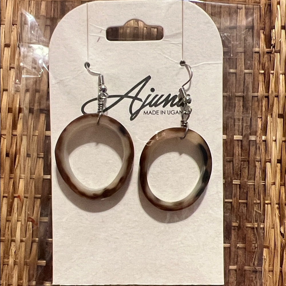 Ajuna Brown Cow Horn Circular Earrings